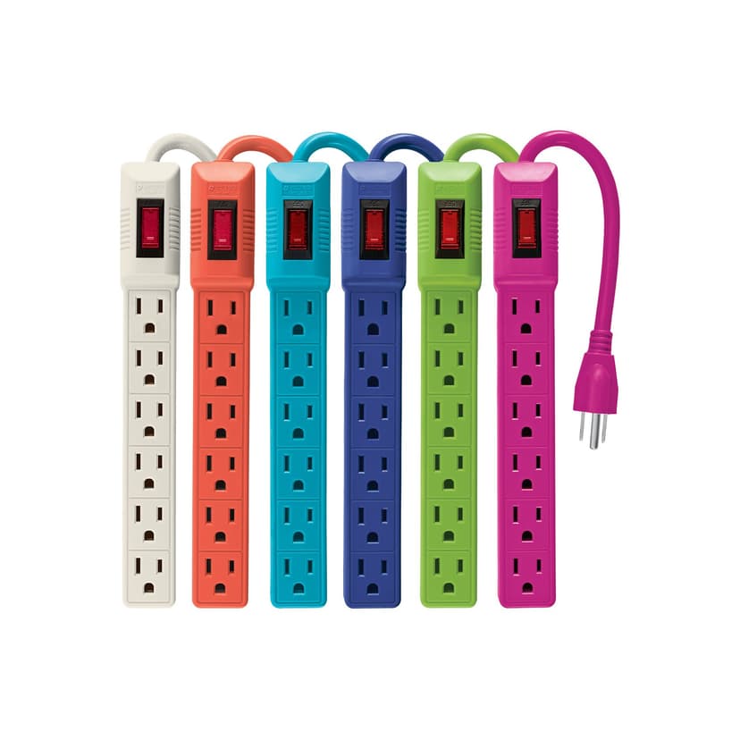 MULTICONTACTO 6 ENTRADAS CON INTERRUPTOR, COLORES — Volteck
