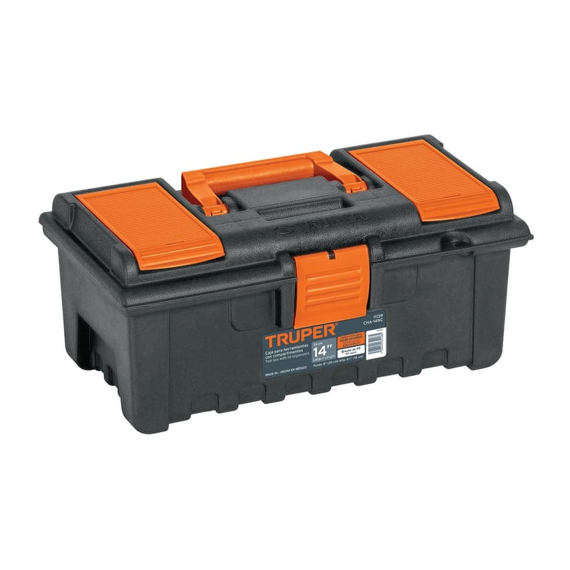 CAJA 14' CON COMPARTIMENTOS, NARANJA — Truper