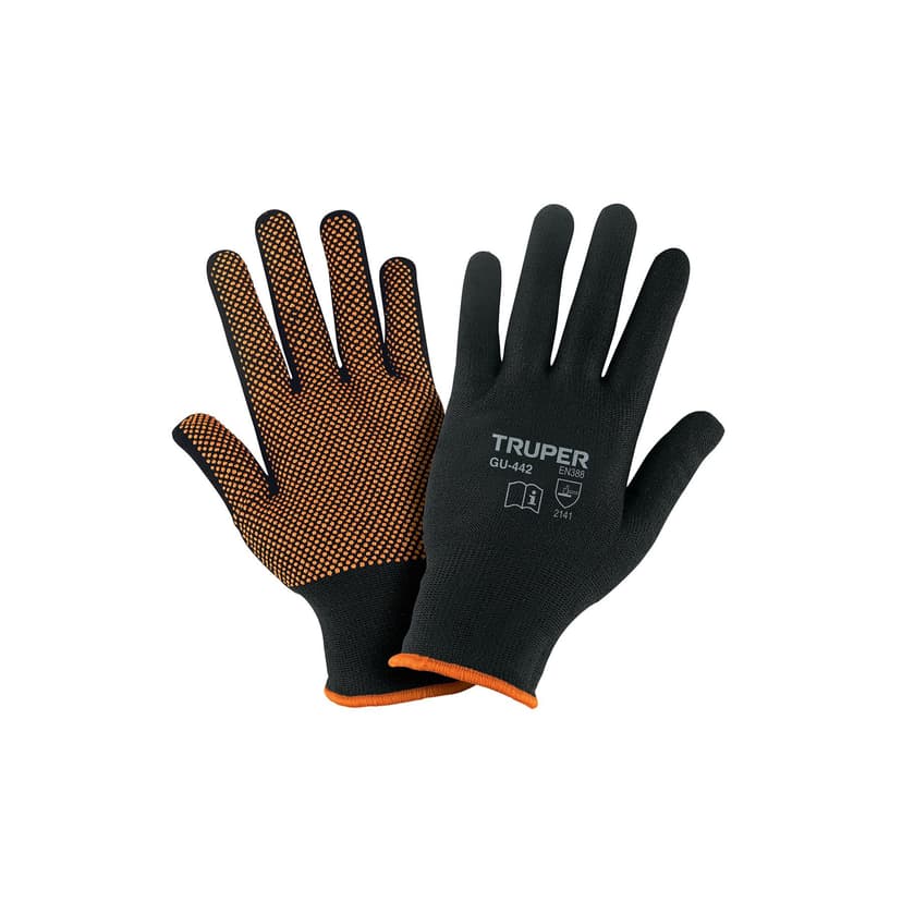 GUANTES DE NAILON CON PUNTOS DE PVC EN PALMA, MEDI — Truper