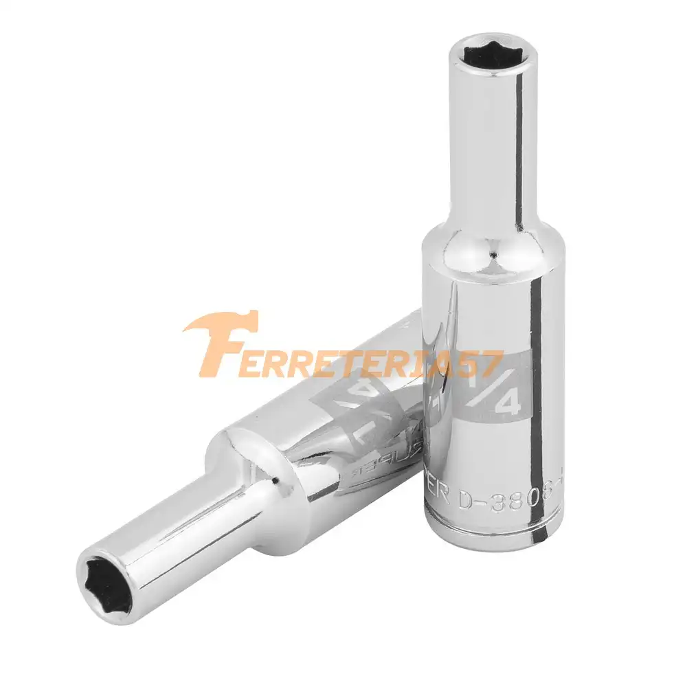 Dado largo de 1/4', 6 puntas, cuadro 3/8', Truper - 100919 - D-3808-HL