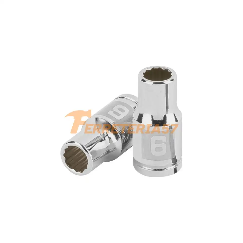 Dado de 6 mm, 12 puntas, cuadro 1/4', Truper - 100978 - D-1406-BM
