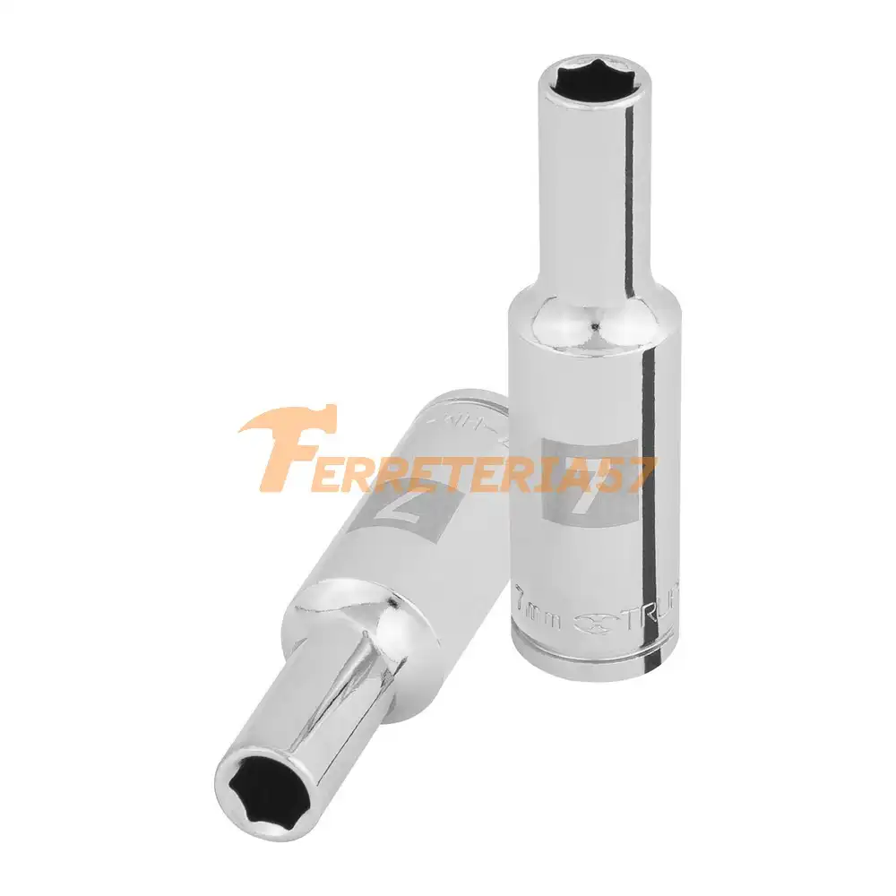 Dado largo de 7 mm, 6 puntas, cuadro 3/8', Truper - 100992 - D-3807-HM-L