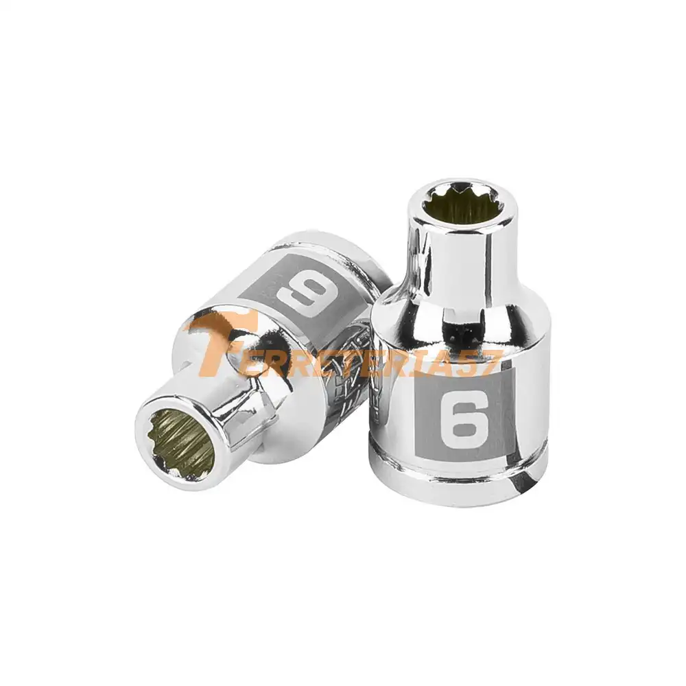 Dado de 6 mm, 12 puntas, cuadro 3/8', Truper - 100996 - D-3806-M
