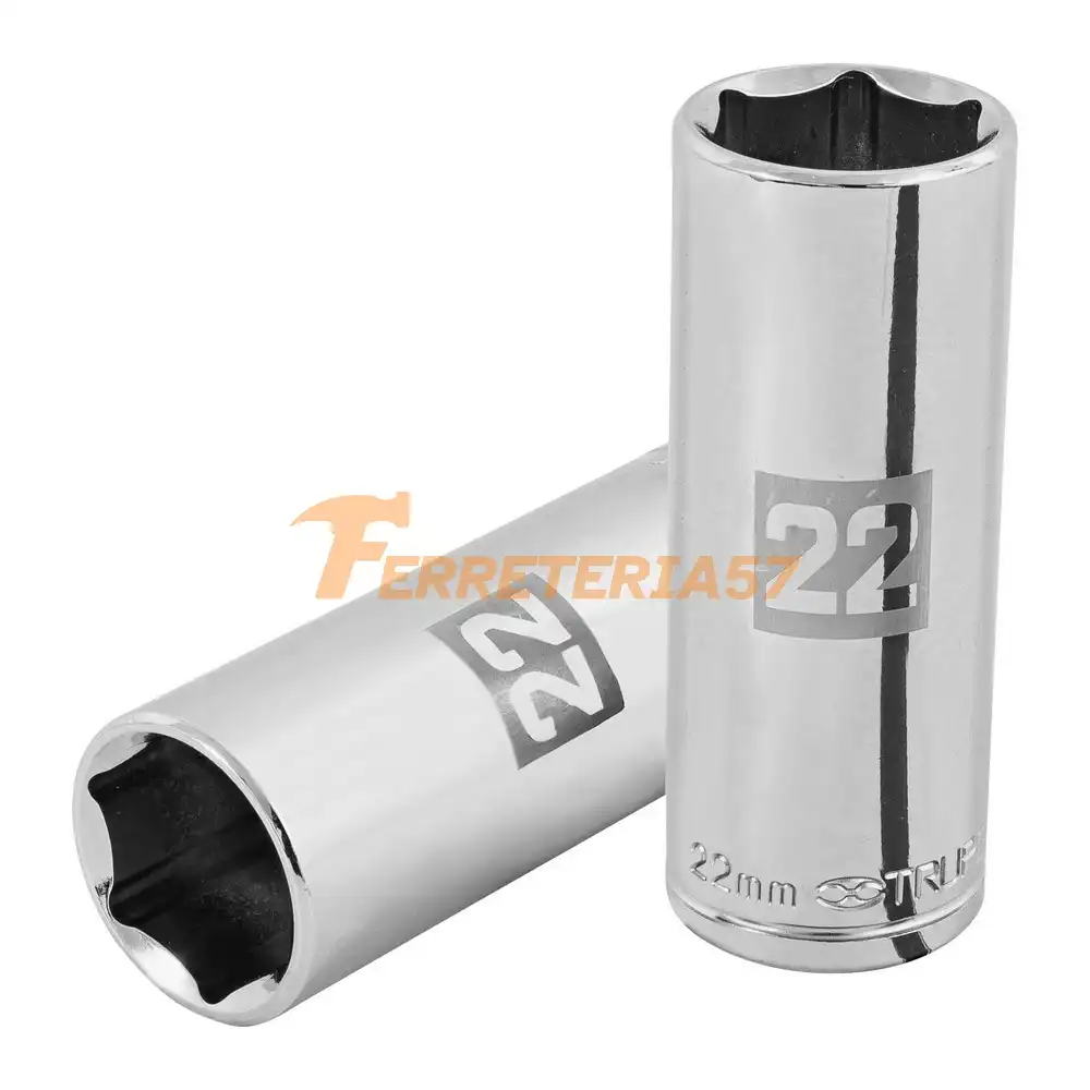 Dado largo de 22 mm, 6 puntas, cuadro 1/2', Truper - 101010 - D-1222-ML