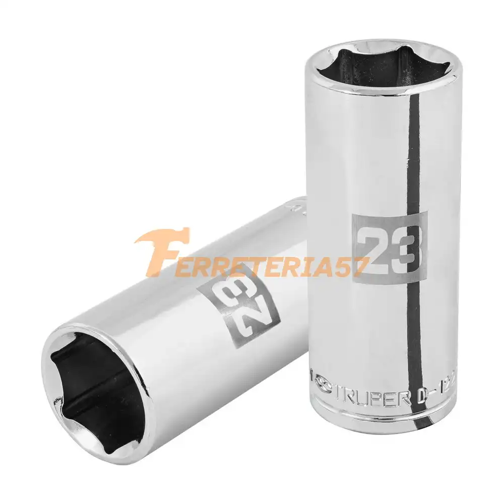 Dado largo de 23 mm, 6 puntas, cuadro 1/2', Truper - 101011 - D-1223-ML