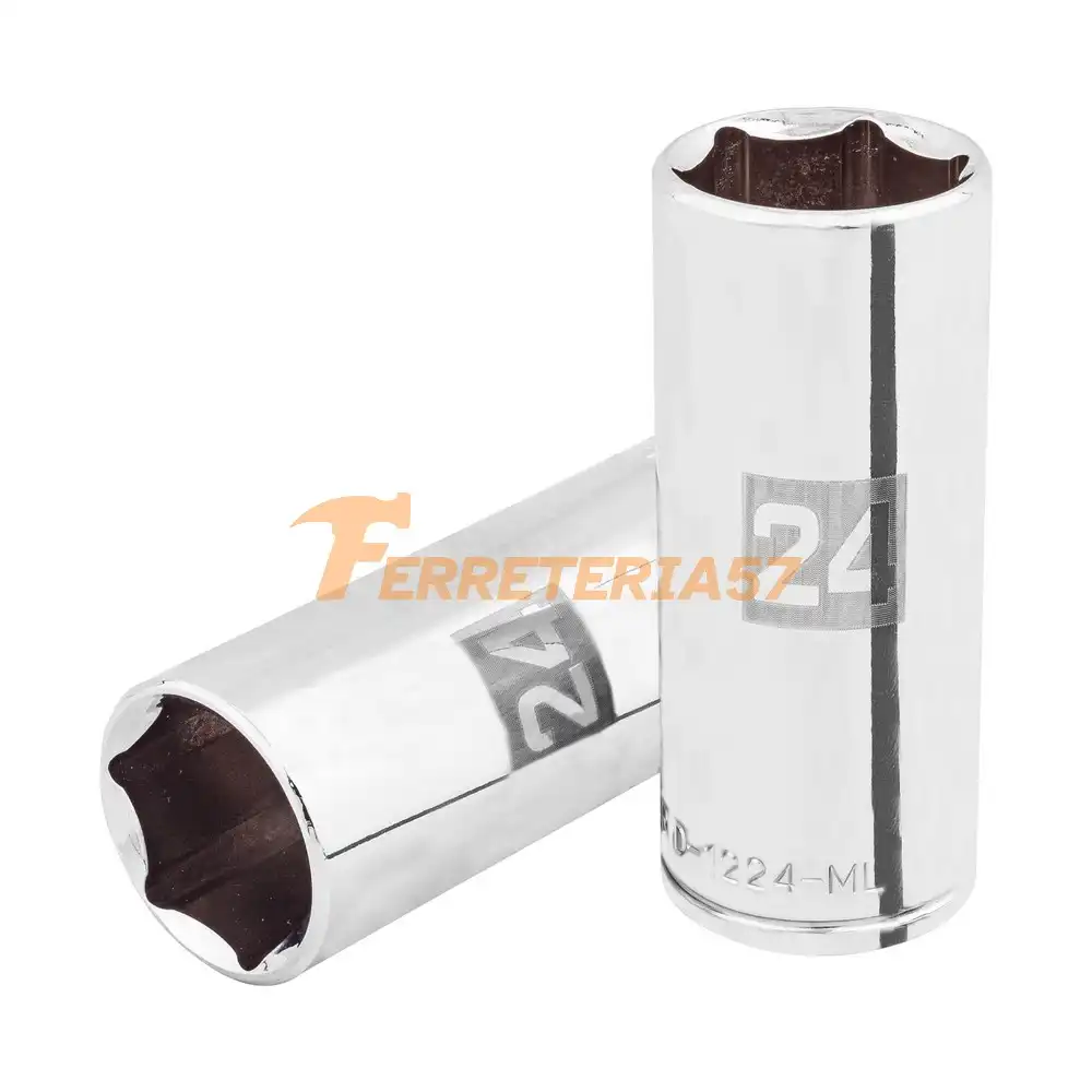 Dado largo de 24 mm, 6 puntas, cuadro 1/2', Truper - 101012 - D-1224-ML