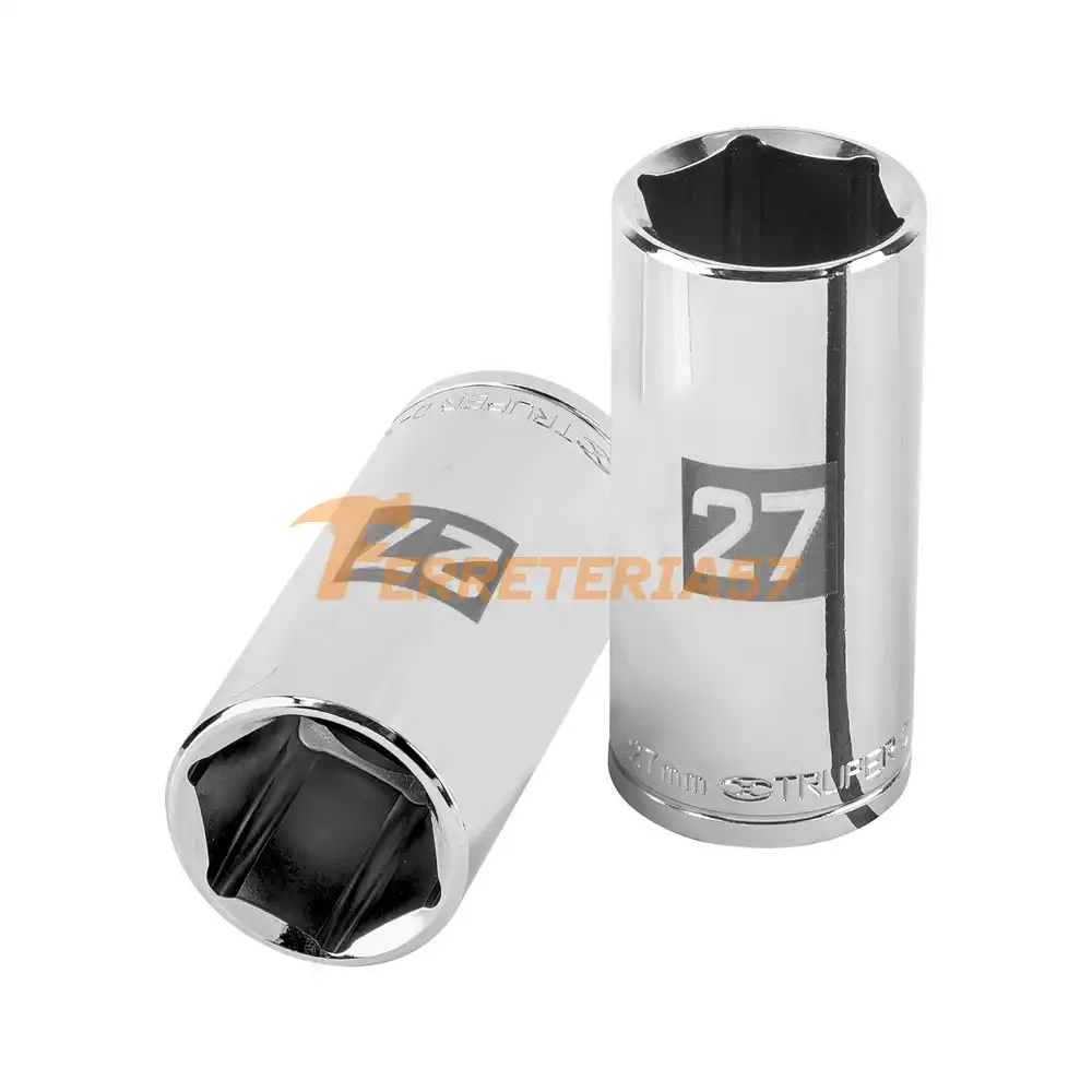 Dado largo de 27 mm, 6 puntas, cuadro 1/2', Truper - 101015 - D-1227-ML