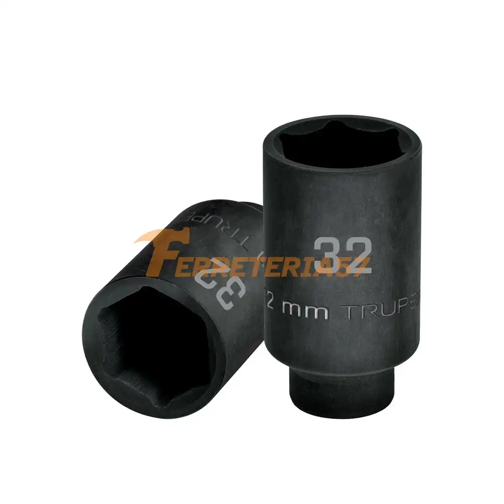 Dado largo impacto de 32 mm, 6 puntas, cuadro 1/2', Truper - 103192 - D-7332-ML