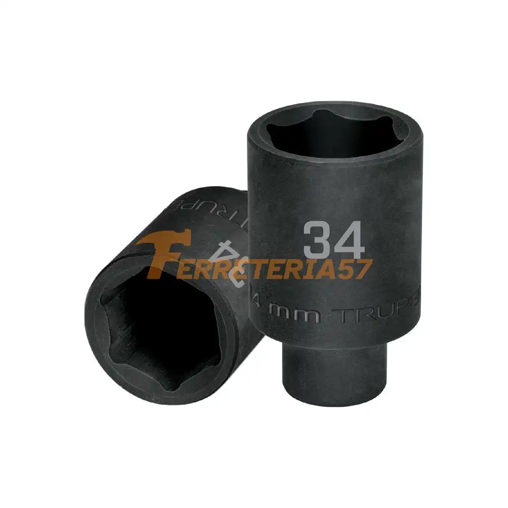 Dado largo impacto de 34 mm, 6 puntas, cuadro 1/2', Truper - 103193 - D-7334-ML