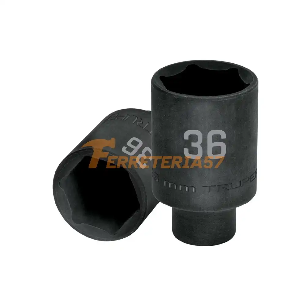 Dado largo impacto de 36 mm, 6 puntas, cuadro 1/2', Truper - 103194 - D-7336-ML