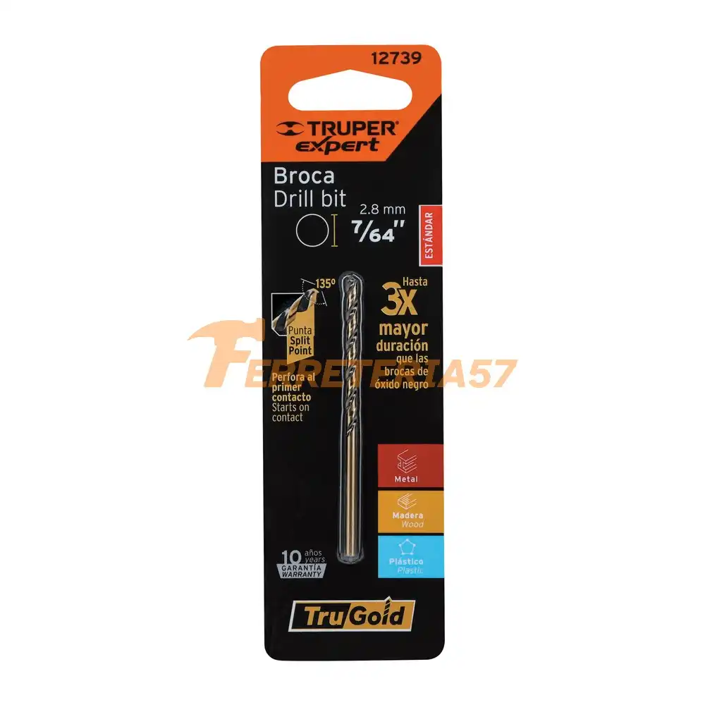 Broca HSS 7/64' Trugold para metal en blíster, Expert - 12739 - BAV-7/64-B
