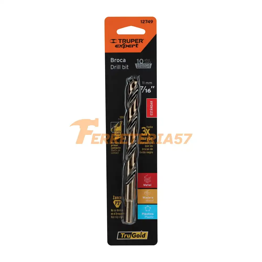 Broca HSS 7/16' Trugold para metal en blíster, Expert - 12749 - BAV-7/16-B