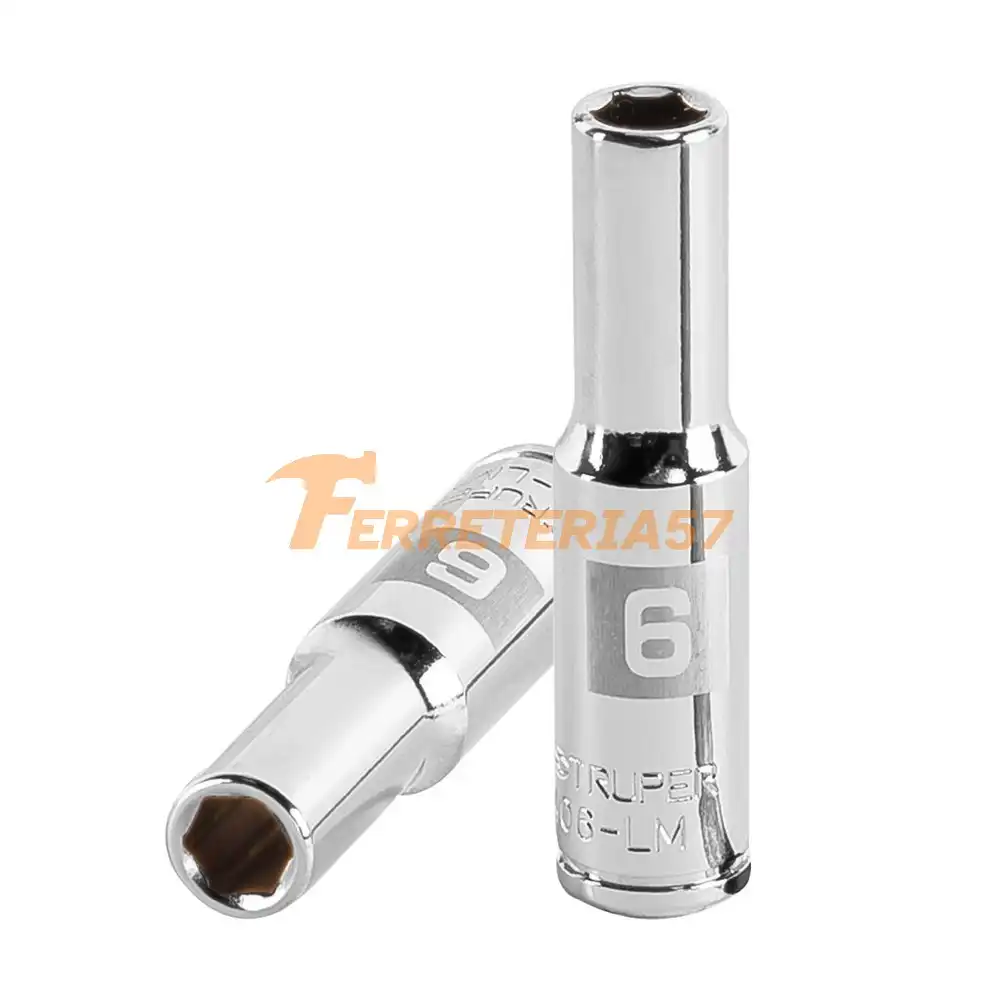 Dado largo de 6 mm, 6 puntas, cuadro 1/4', Truper - 13200 - D-1406-LM