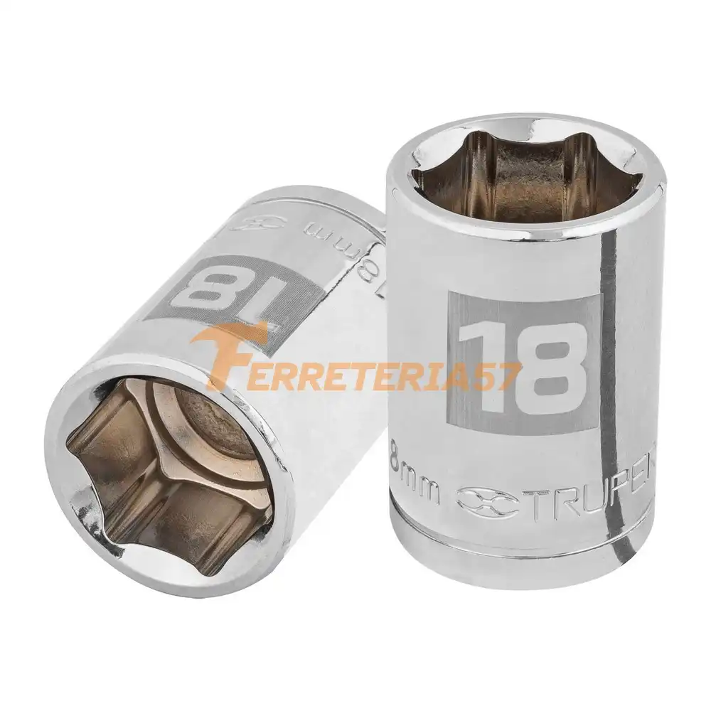 Dado de 18 mm, 6 puntas, cuadro 1/2', Truper - 13268 - D-1218-M