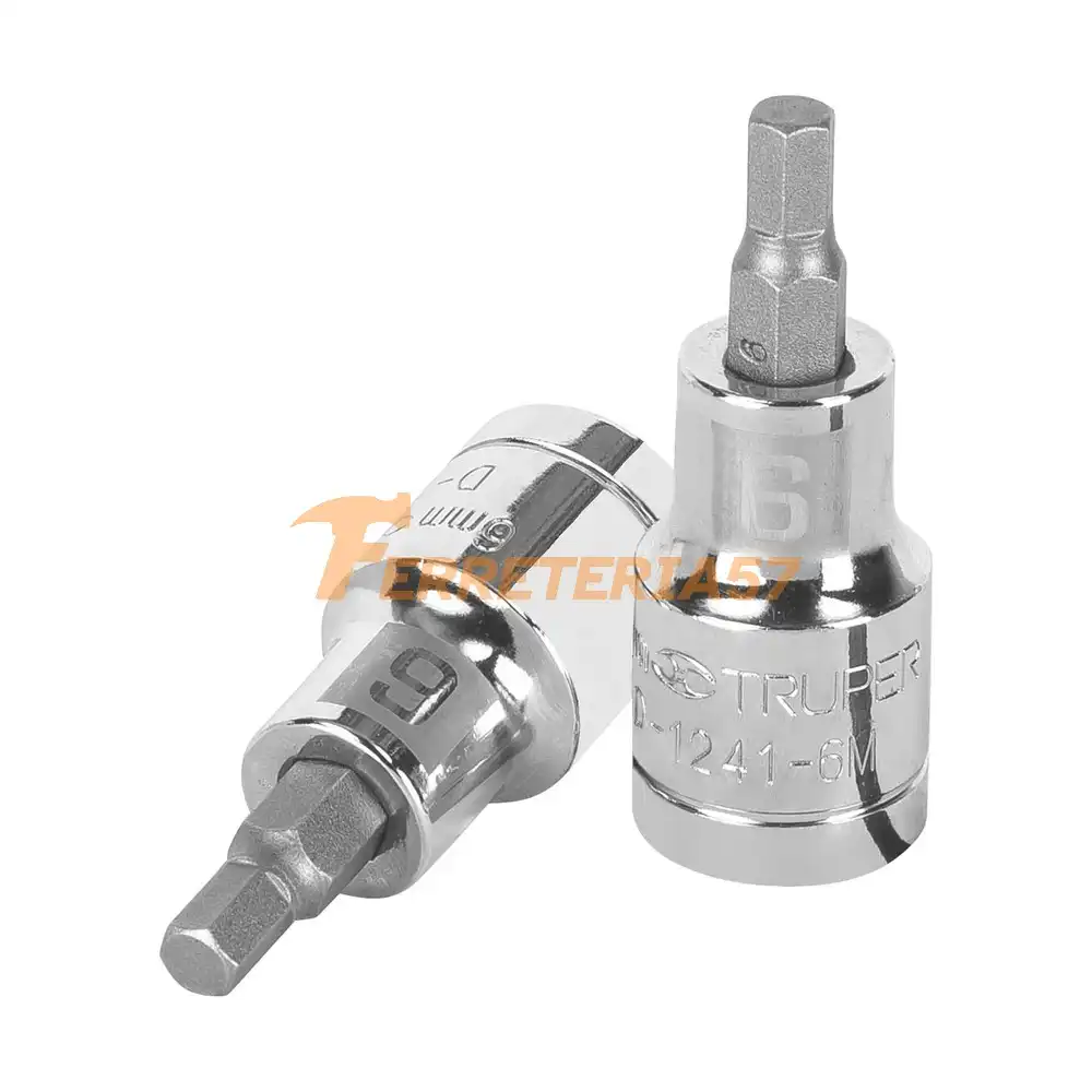 Dado punta hexagonal de 6 mm, cuadro 1/2', Truper - 13281 - D-1241-6M