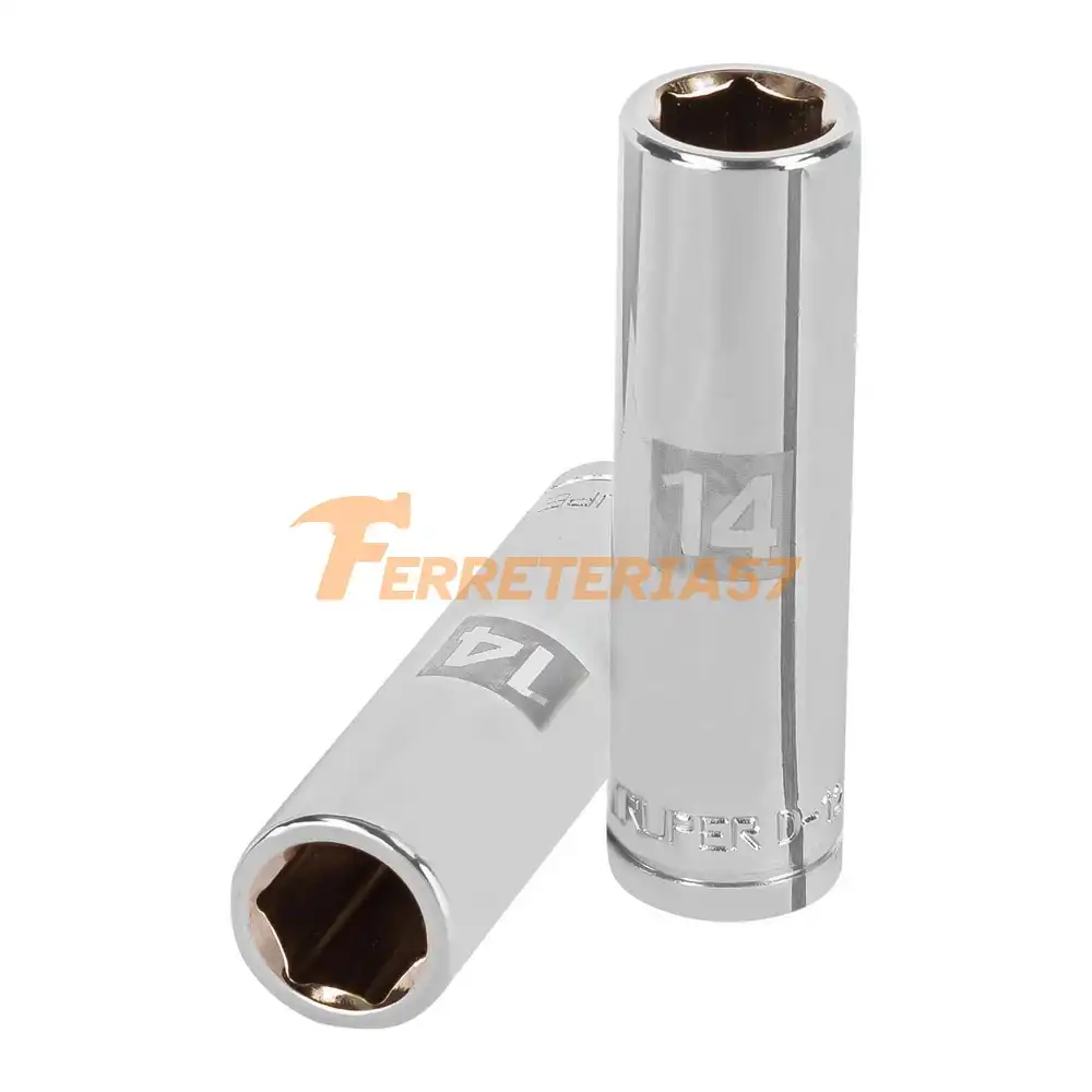 Dado largo de 14 mm, 6 puntas, cuadro 1/2', Truper - 13354 - D-1214-ML