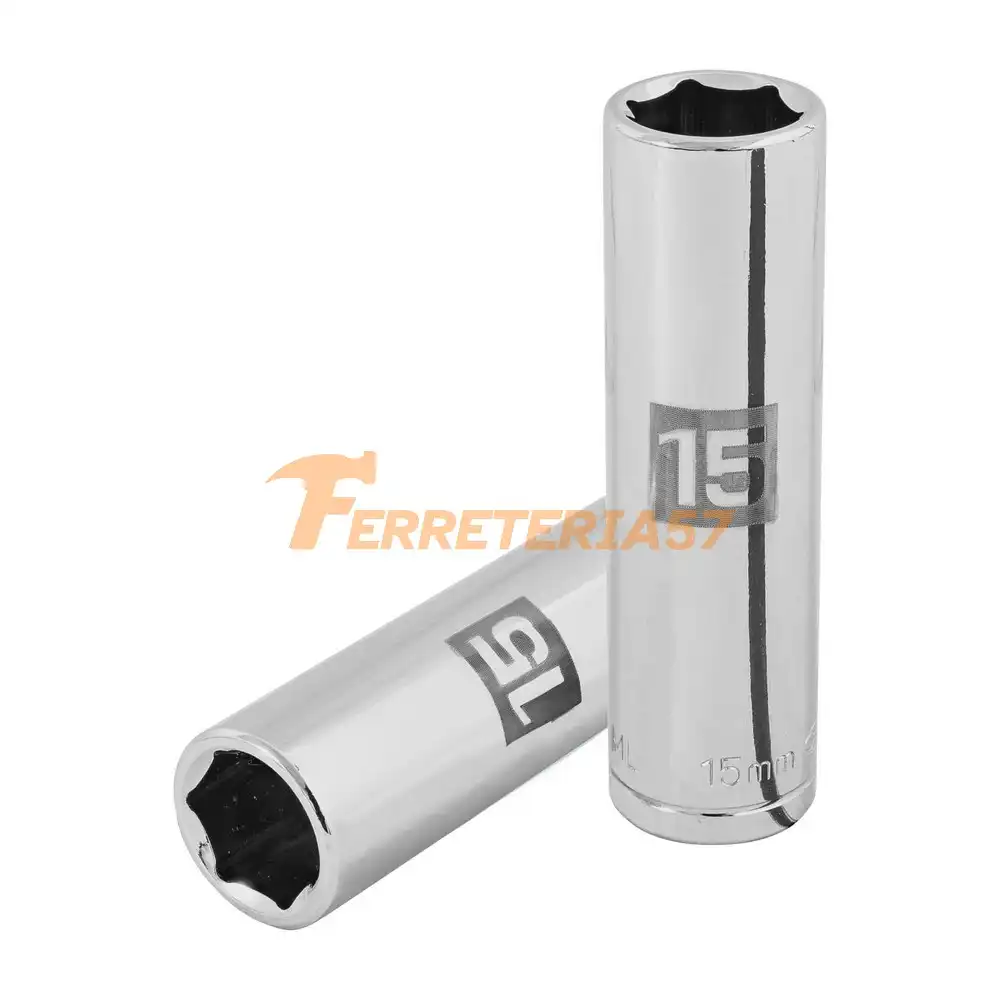 Dado largo de 15 mm, 6 puntas, cuadro 1/2', Truper - 13355 - D-1215-ML