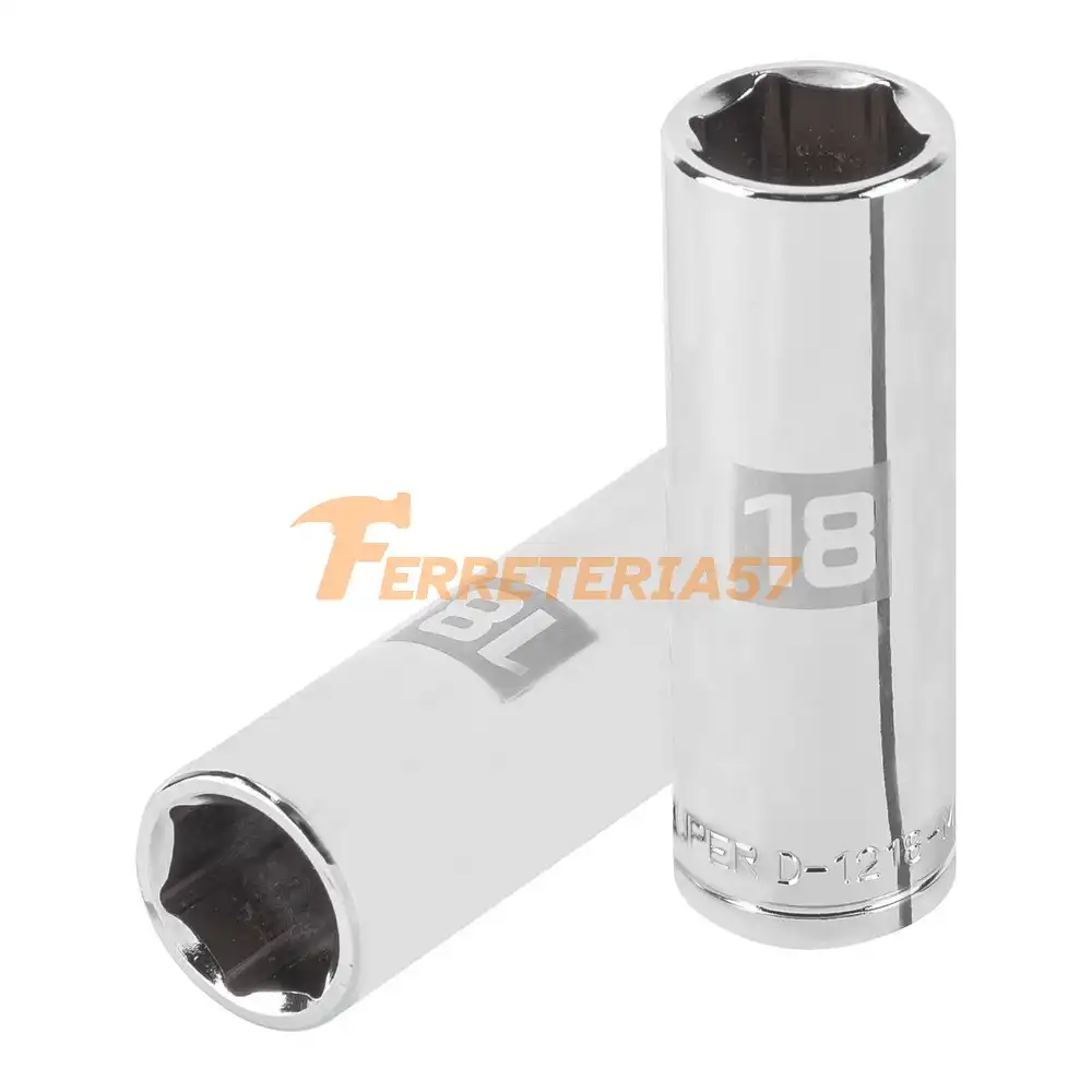 Dado largo de 18 mm, 6 puntas, cuadro 1/2', Truper - 13358 - D-1218-ML