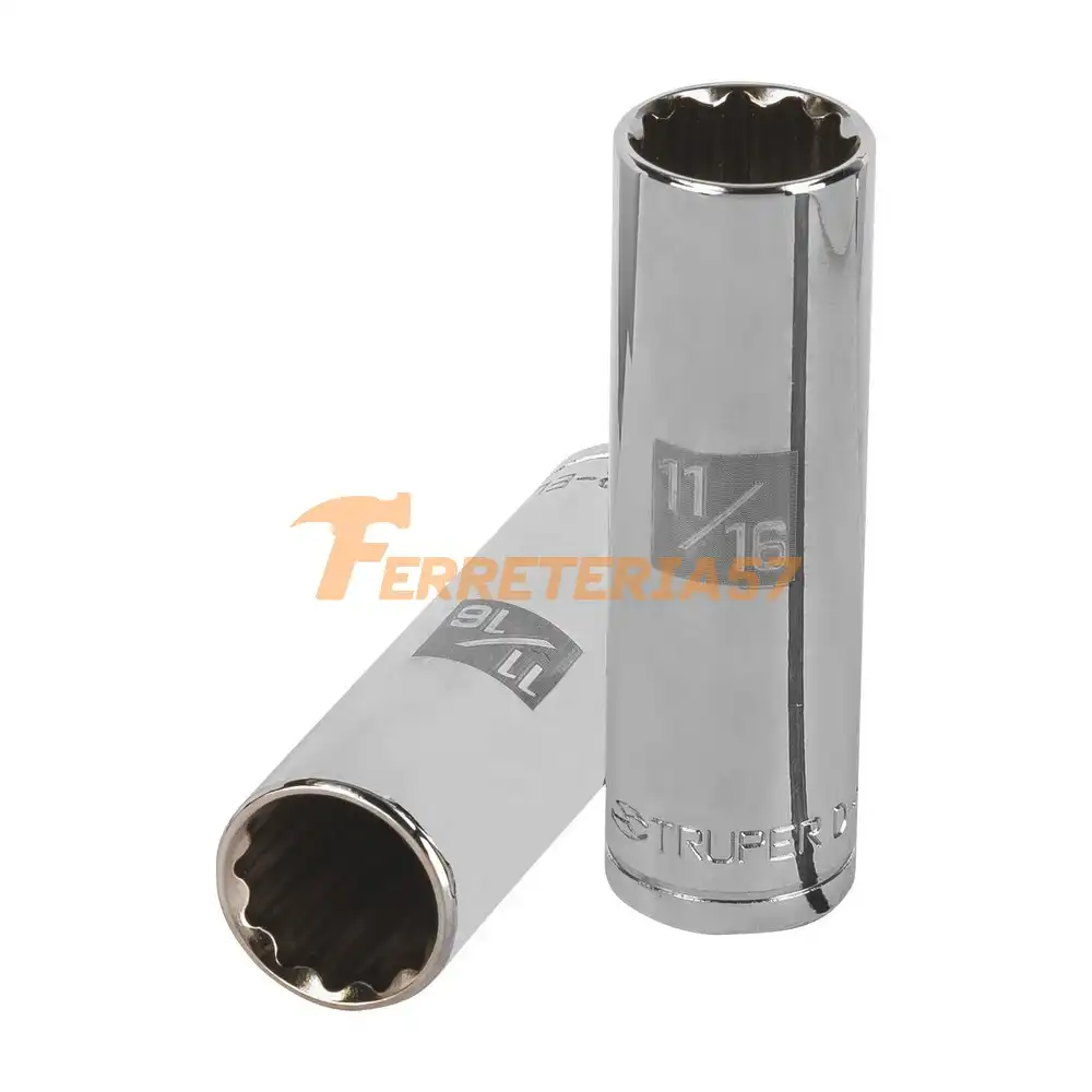Dado largo de 11/16', 12 puntas, cuadro 1/2', Truper - 13363 - D-1222-EL