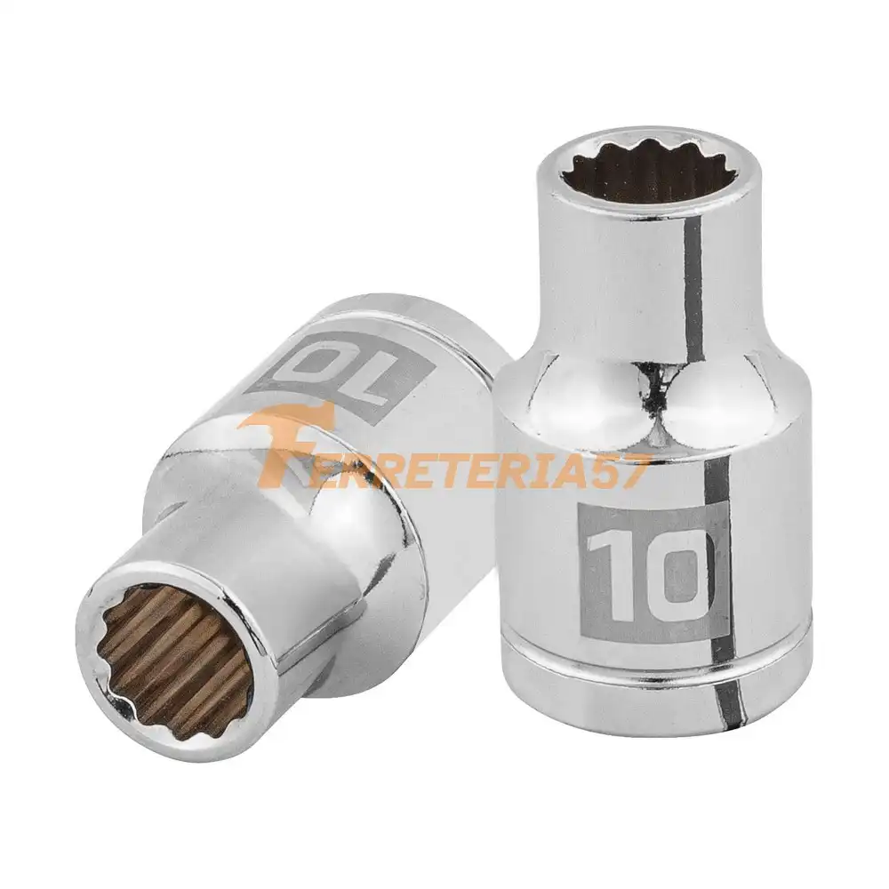 Dado de 10 mm, 12 puntas, cuadro 1/2', Truper - 13524 - D-1210-EM