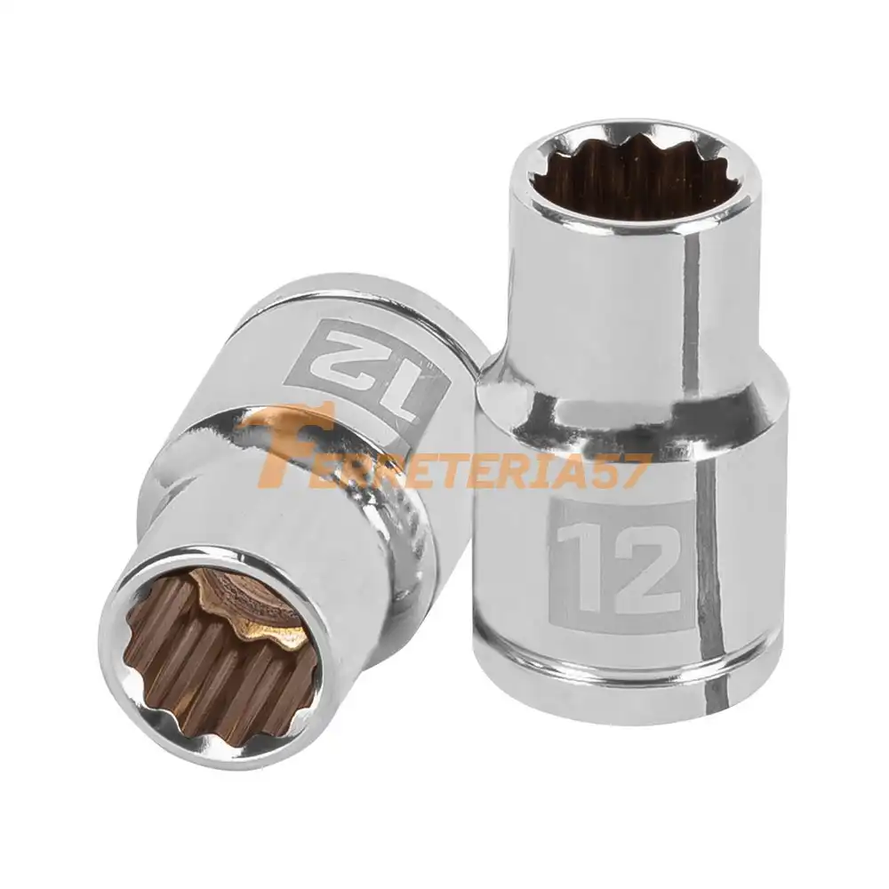Dado de 12 mm, 12 puntas, cuadro 1/2', Truper - 13526 - D-1212-EM