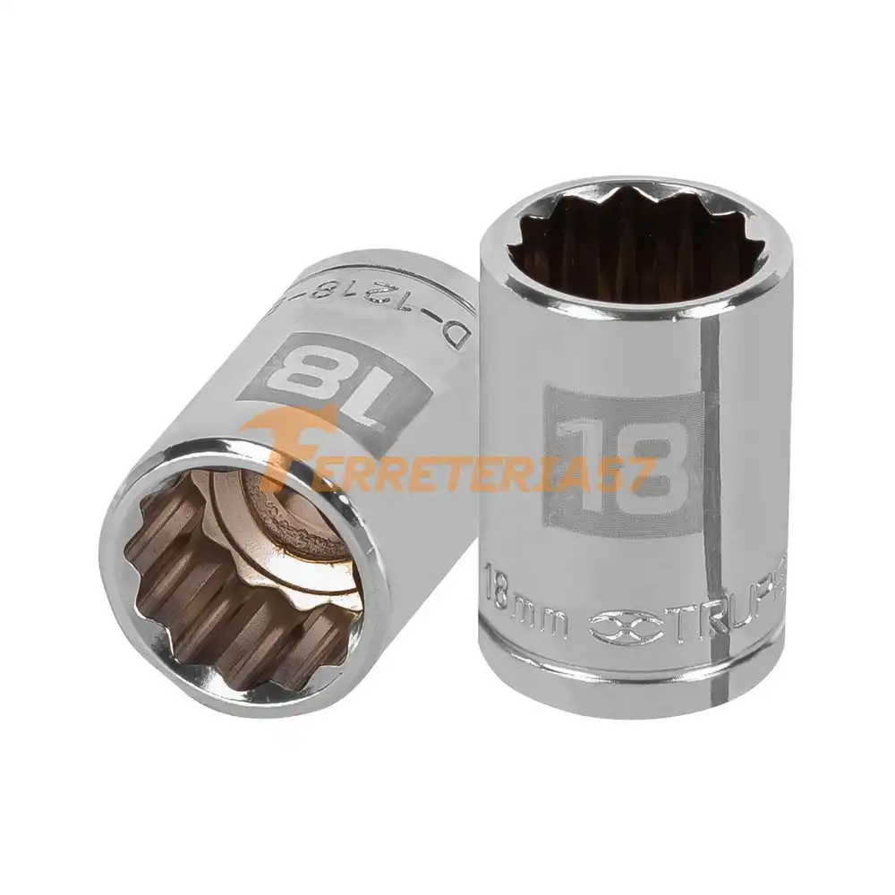 Dado de 18 mm, 12 puntas, cuadro 1/2', Truper - 13532 - D-1218-EM