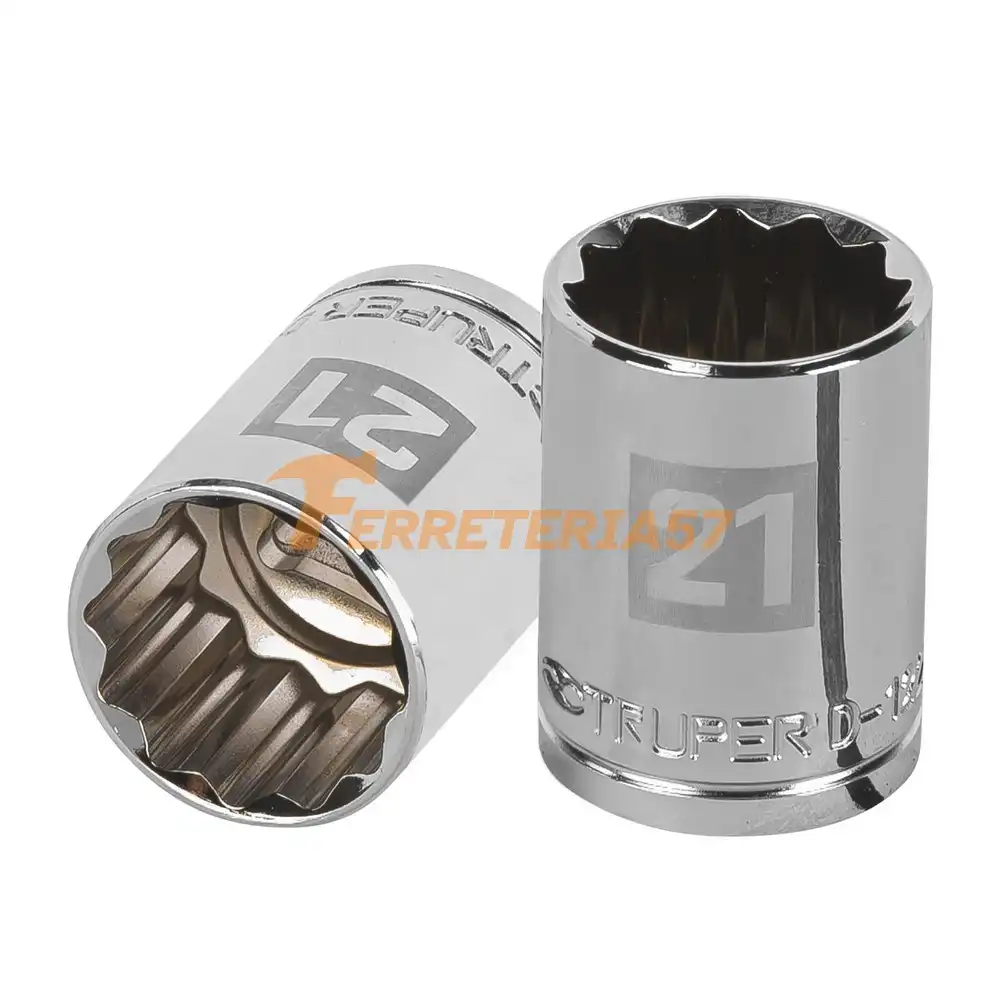 Dado de 21 mm, 12 puntas, cuadro 1/2', Truper - 13535 - D-1221-EM
