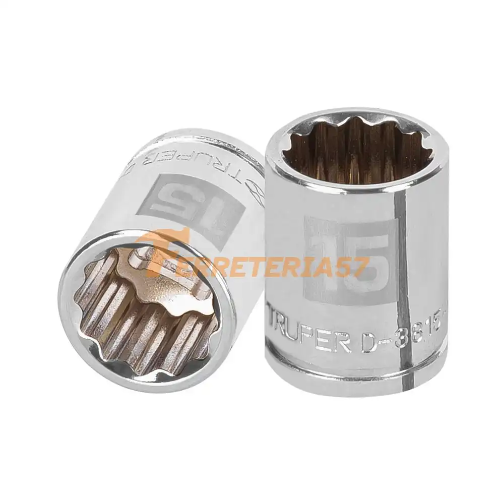 Dado de 15 mm, 12 puntas, cuadro 3/8', Truper - 13635 - D-3815-M
