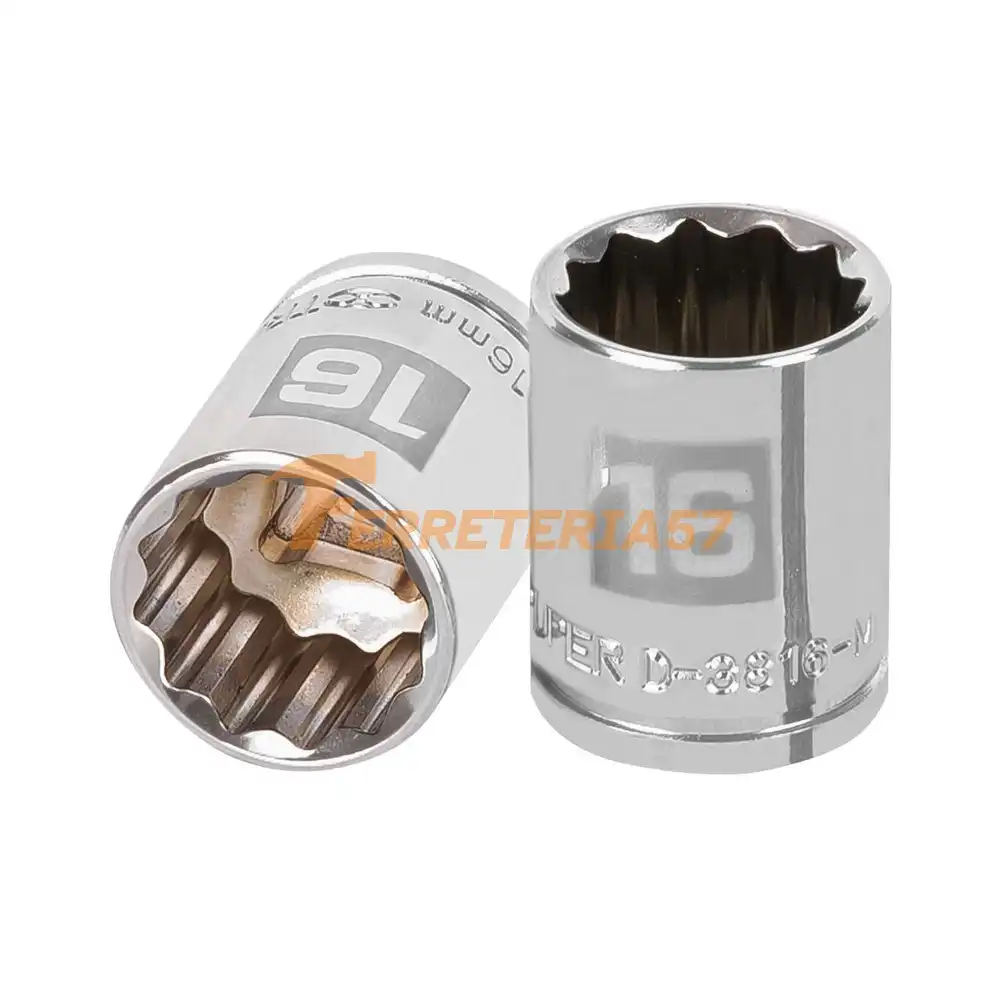 Dado de 16 mm, 12 puntas, cuadro 3/8', Truper - 13636 - D-3816-M