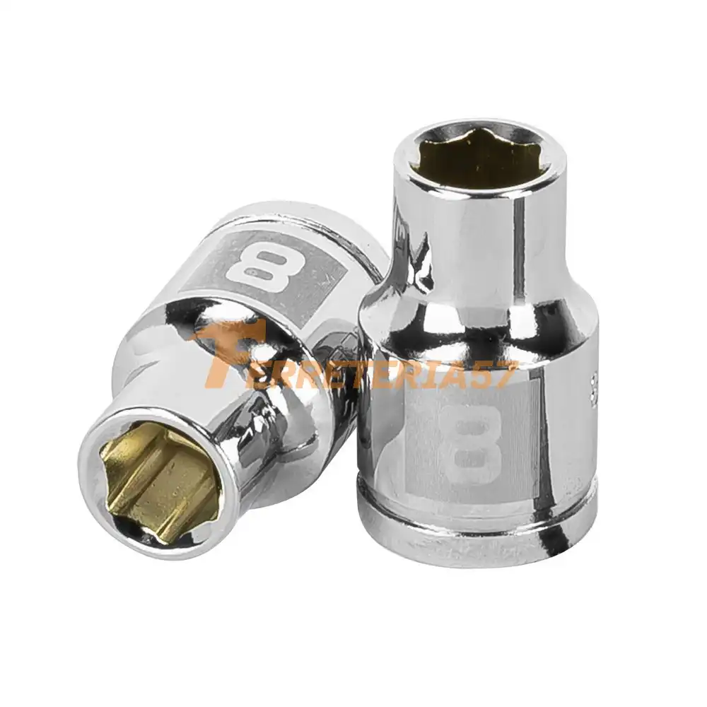 Dado de 8 mm, 6 puntas, cuadro 3/8', Truper - 13672 - D-3808-HM