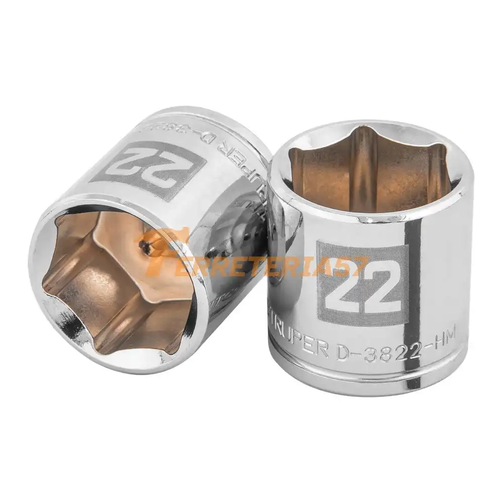 Dado de 22 mm, 6 puntas, cuadro 3/8', Truper - 13686 - D-3822-HM
