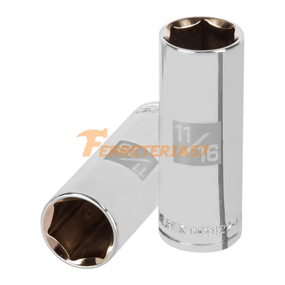 Dado largo de 11/16', 6 puntas, cuadro 3/8', Truper - 13717 - D-3822-HL