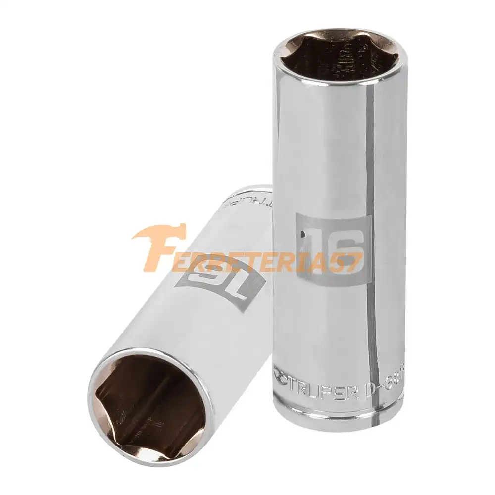 Dado largo de 16 mm, 6 puntas, cuadro 3/8', Truper - 13776 - D-3816-HM-L