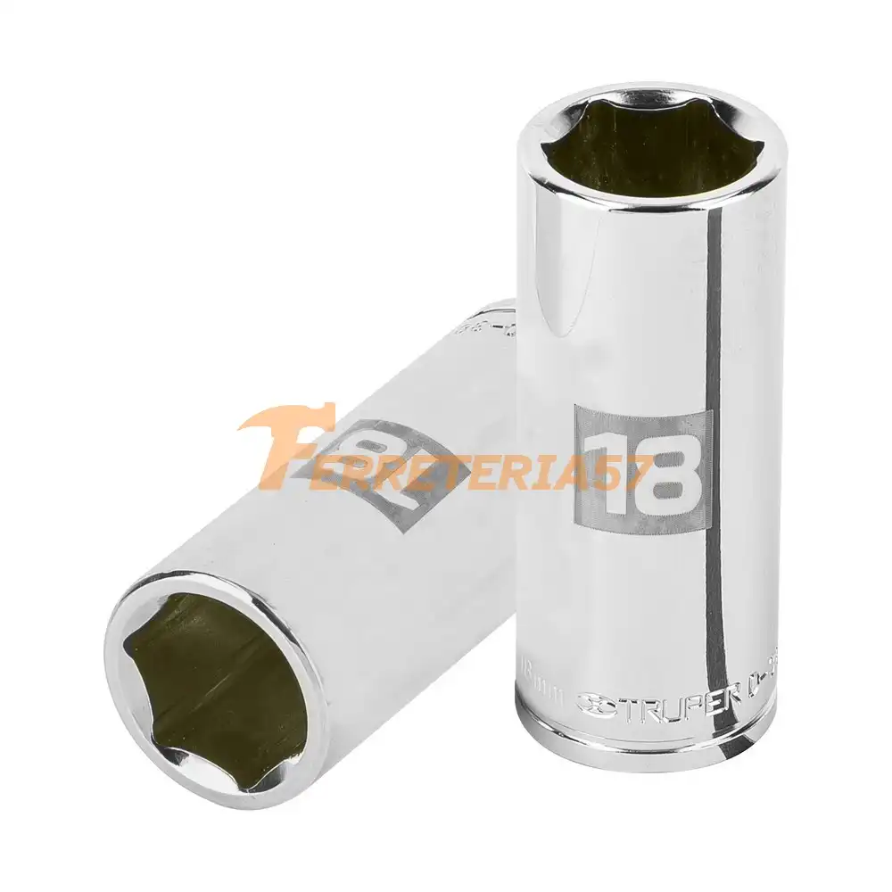 Dado largo de 18 mm, 6 puntas, cuadro 3/8', Truper - 13778 - D-3818-HM-L