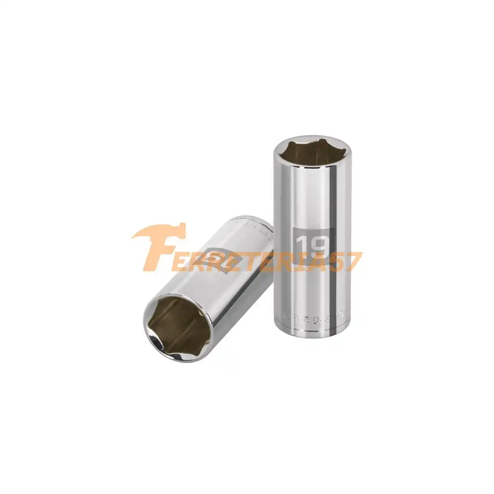 Dado largo de 19 mm, 6 puntas, cuadro 3/8', Truper - 13779 - D-3819-HM-L