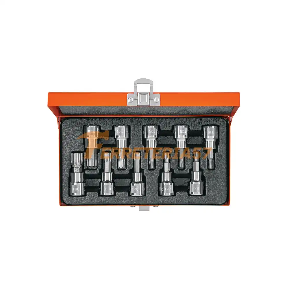 Juego de 10 dados cuadro 3/8' punta torx, estuche metálico - 13976 - JPT-3/8X10