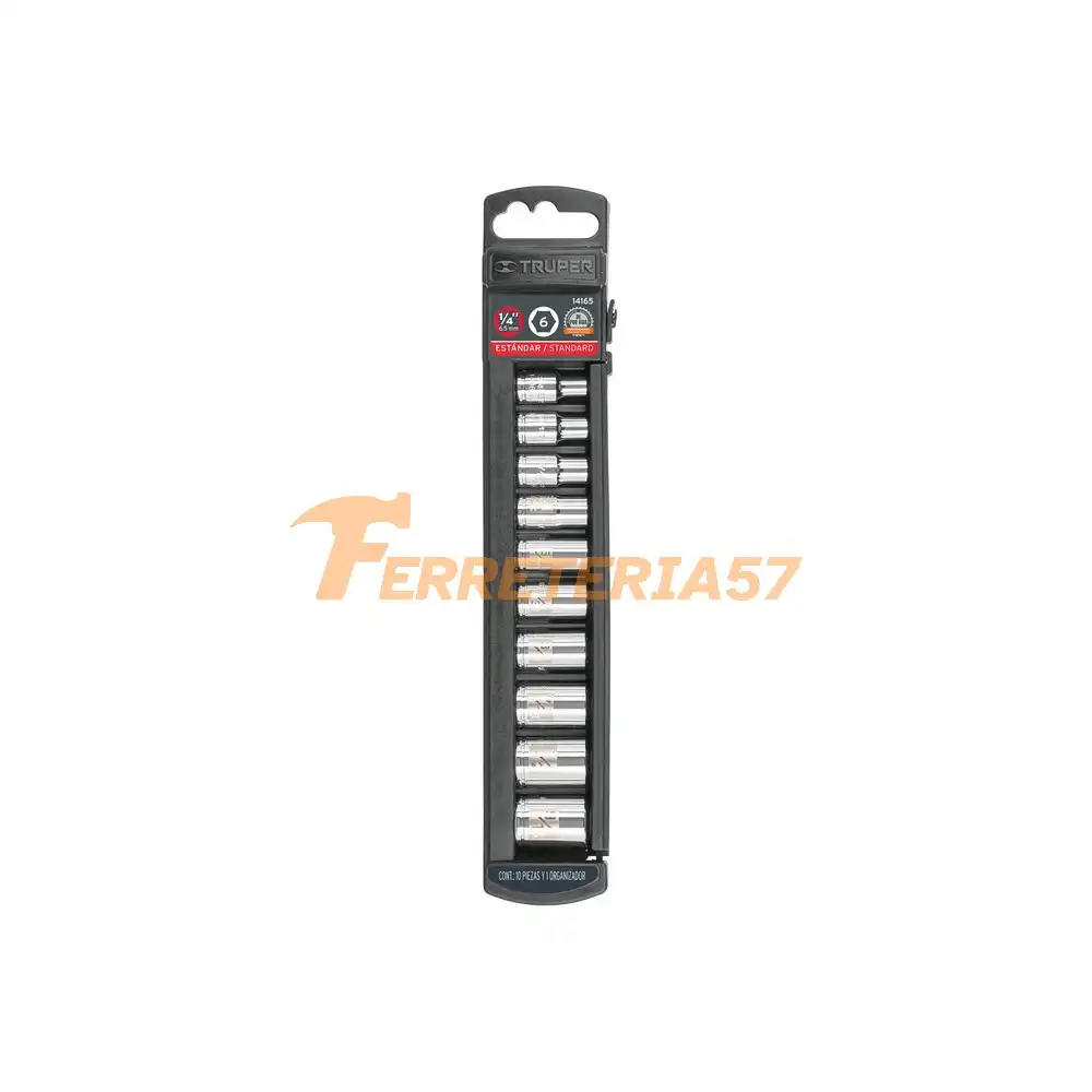 Juego de 10 dados cuadro 1/4' std, Truper - 14165 - JD-1/4X10P